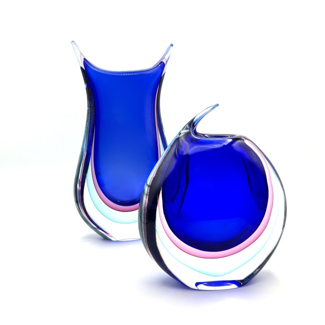 ALBA - Submerged BLUE and AMETHYST glass vase
