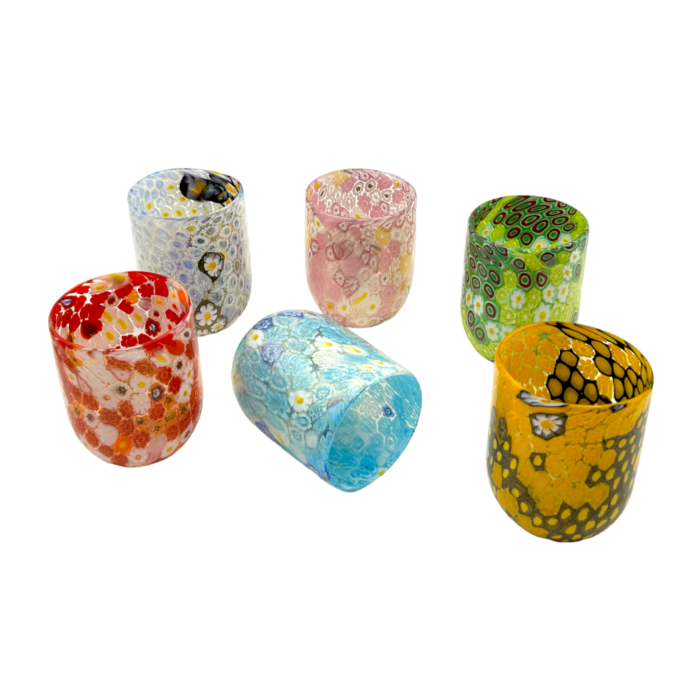 ALTINO - Set of 6 COLORED glasses with Murrine