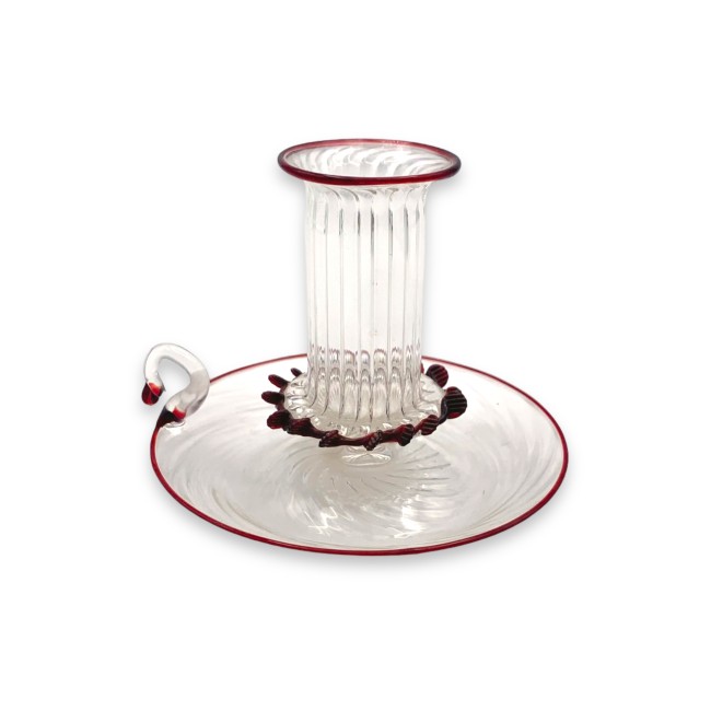 AMANDA - Crystal candle holder with decorations in Murano Glass