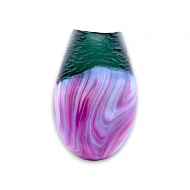 AMARENA - PURPLE and Lilac satin and Pouded Murano Glass vase