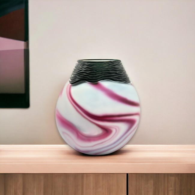 AMARENA - Vase of LUXURY and pouded satin design in Murano Glass