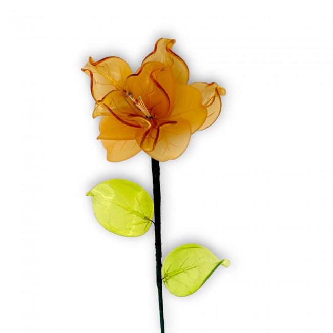 AMBER ORCHID - Long-stemmed flower in Murano glass. Elegant gift