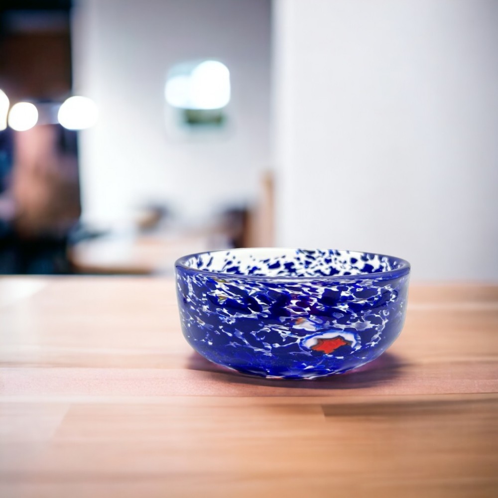 ARLECCHINO - BLUE Murano glass bowl with Murrine
