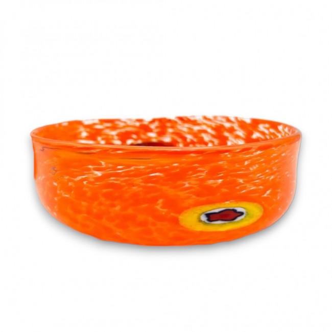 ARLECCHINO - Orange Murano glass bowl with Murrine