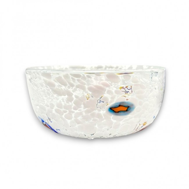 ARLECCHINO - WHITE Murano glass bowl with Murrine