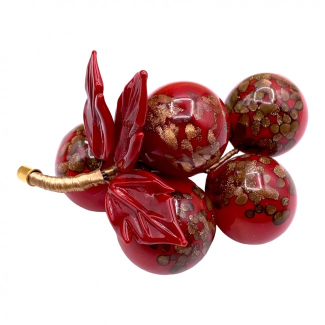 Bunch of Christmas red grapes in blown Murano glass