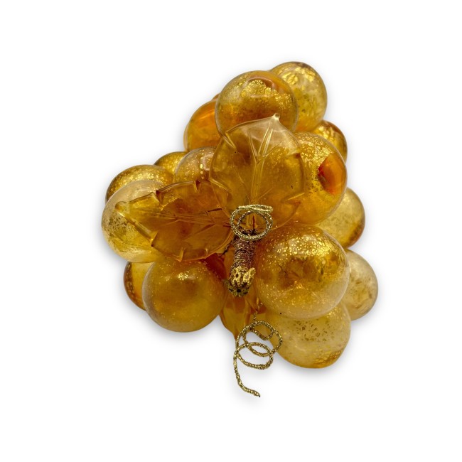 Bunch of grapes with 35 MAXI grapes - AMBER and gold leaf in Murano Glass