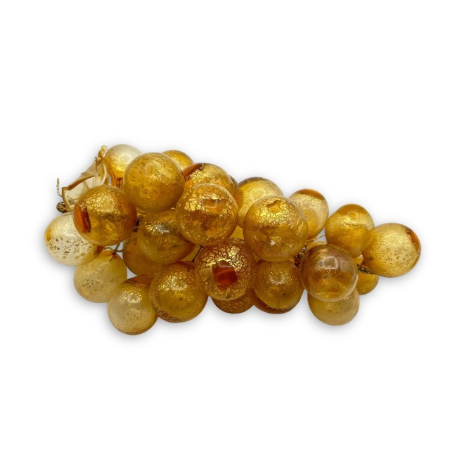 Bunch of grapes with 35 MAXI grapes - AMBER and gold leaf in Murano Glass
