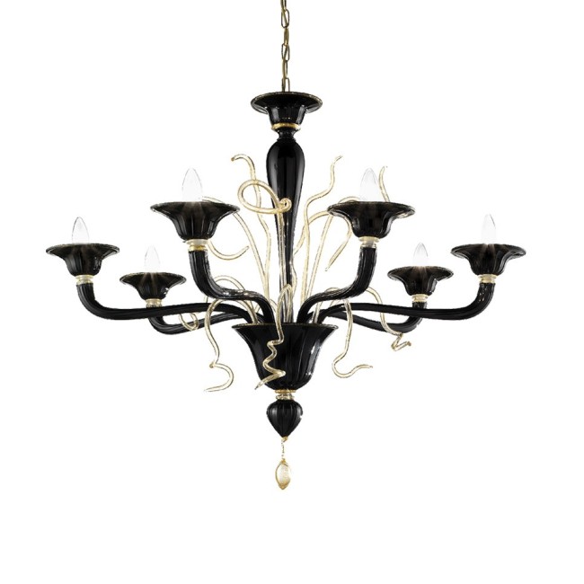 CALIFORNIA - Black chandelier with GOLD curls