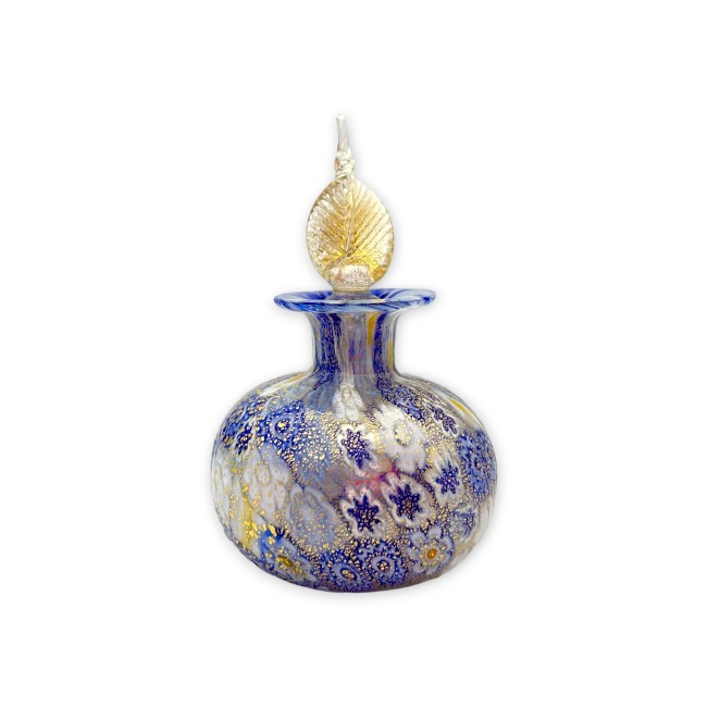 CAMOMILLA - Diffuser bottle for essential oils in blue and gold Murano glass