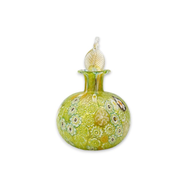CAMOMILLA - Murano glass diffuser bottle for essential oils with Murrine and gold leaf