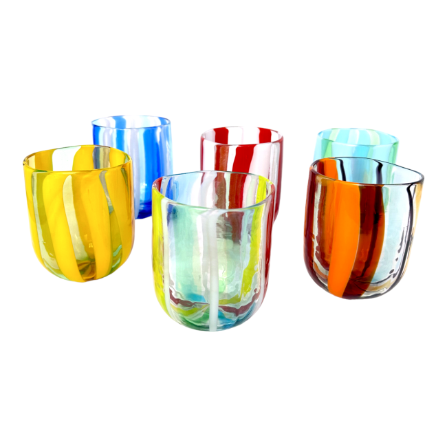 CANNES - Set of 6 Colored Drinking glasses