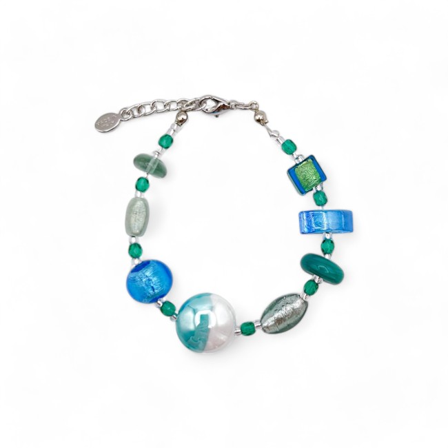 CAPRI - AQUAMARINE bracelet with Murano glass pearls