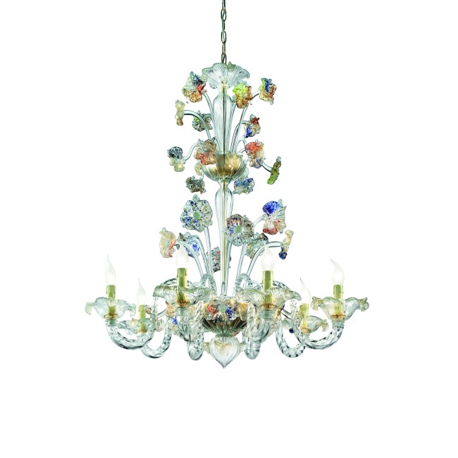 NINFA - Crystal chandelier with colored flowers