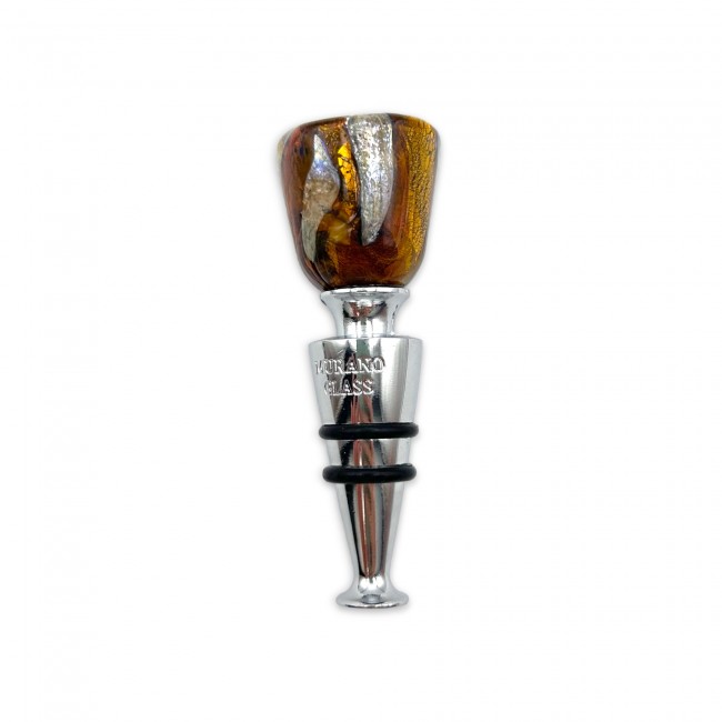 RE SOLE - AMBRA bottle stopper in stainless steel and Murano glass