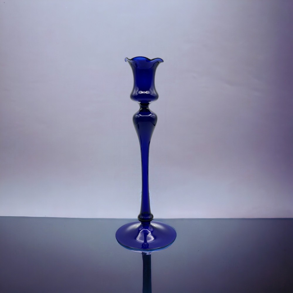 DALIA - Modern BLUE candle holder in Murano glass