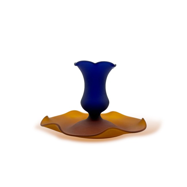 DALIA - Small bicolor candle holder in satin Murano glass