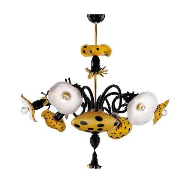 Afrika Pom Pom - Chandelier in Yellow and Black paste