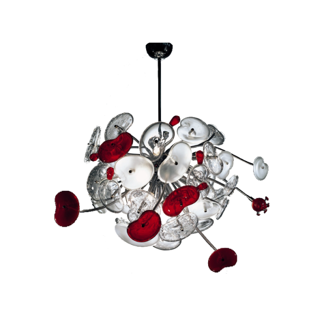 Cosmopora - Chandelier with white and red cups