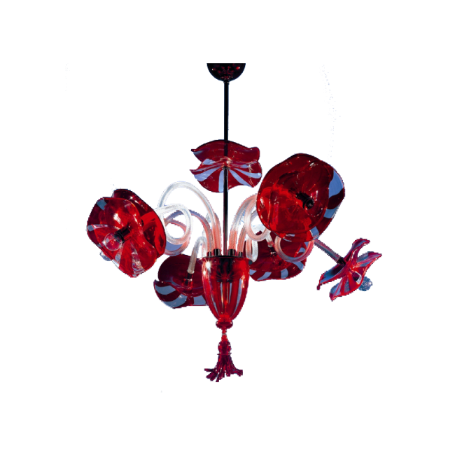 Venegiano - Chandelier with deep red glass