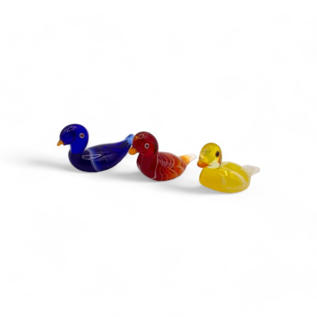 DUCKIES - Trio of colored Murano glass ducks