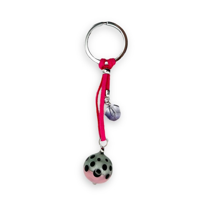 TERRA - FUCHSIA key ring with colored Murano glass pearl - gift idea for her