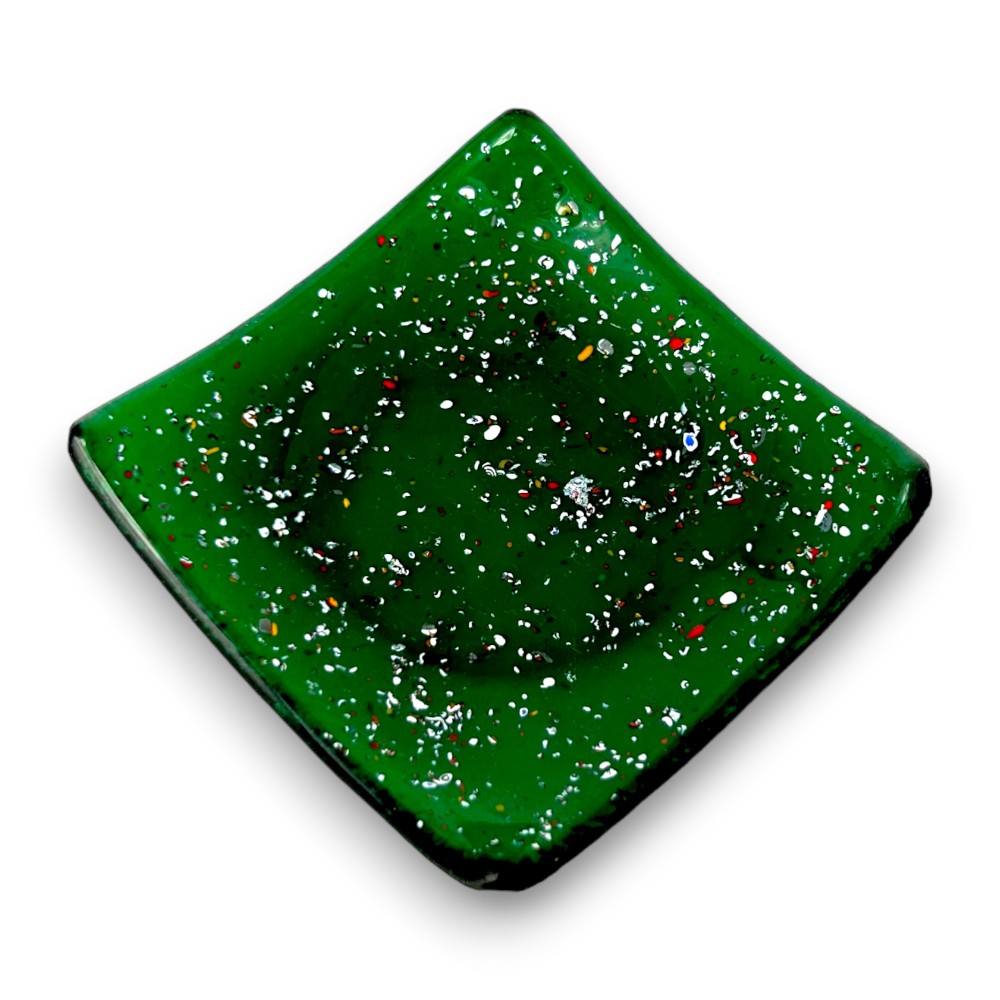 ETNA - Pocket emptier plate 9x9 cm GREEN in Murano glass