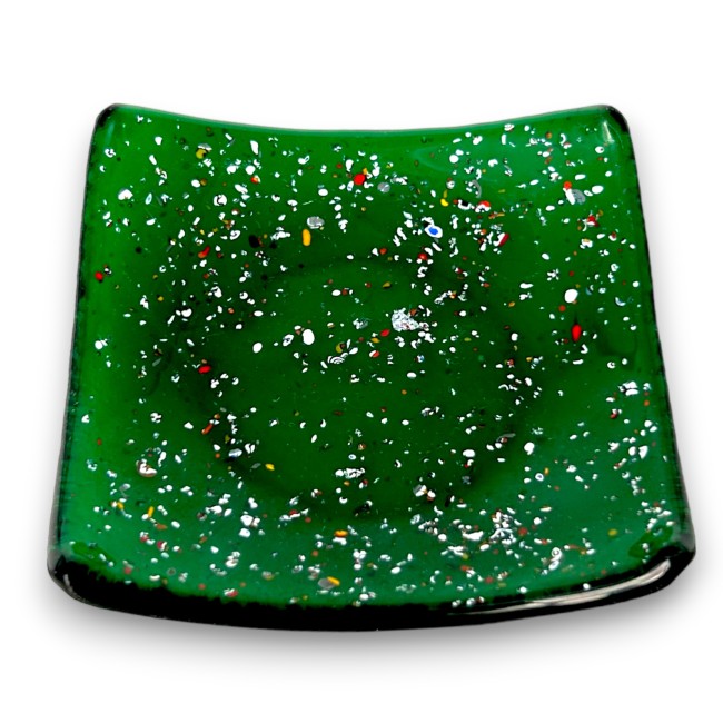 ETNA - Pocket emptier plate 9x9 cm GREEN in Murano glass