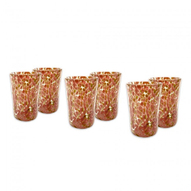 FANTASY - Set of 6 ANTIQUE PINK and GOLD liqueur shots in Murano glass - Gift idea