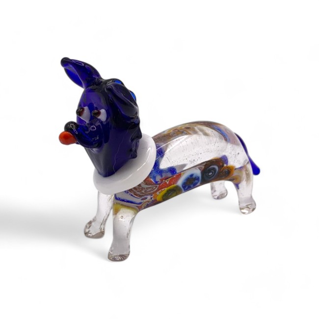 FIDO - Cute little Murano glass dog with Murrine