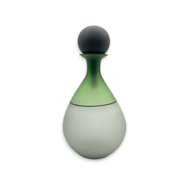 FIONA - Green and gray satin glass cruet with large cap