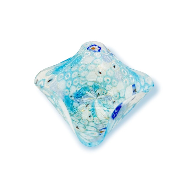 GELSO - Light blue Murano glass bowl with white and blue Murrine