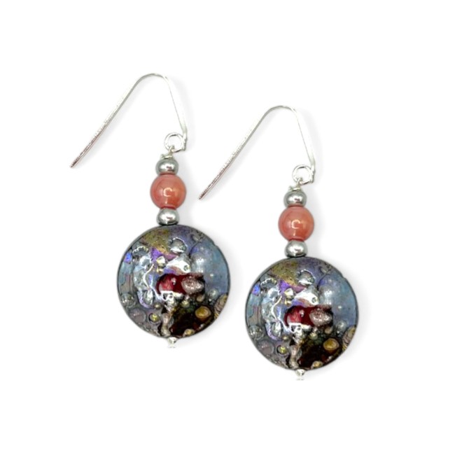 GAUDI' - Earrings with round pearl with DYCHROIC effect