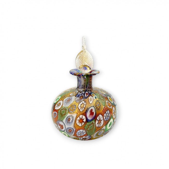 GINGER - Murano glass perfume bottle with Murrine and gold leaf