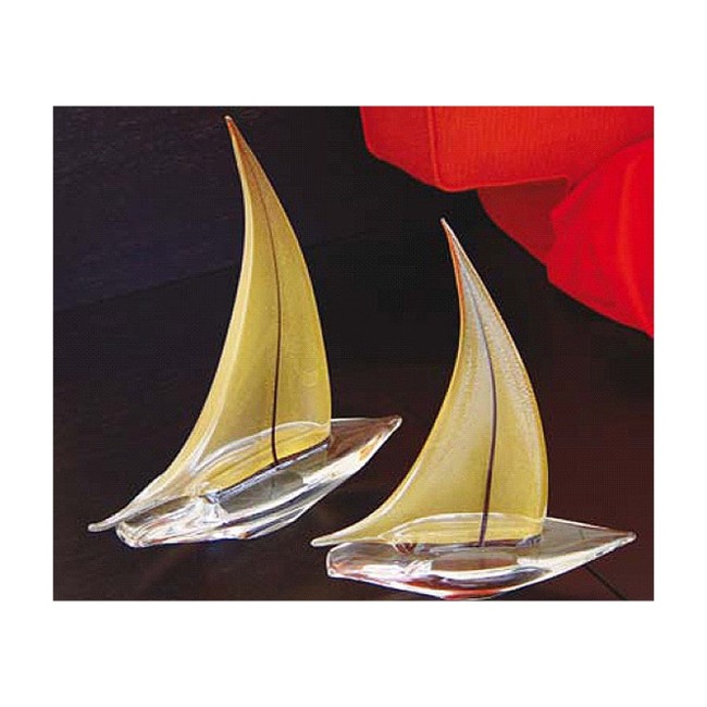 SAIL - Crystal glass sailboat with GOLD leaf