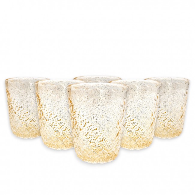 HERMES - Set of 6 Classic "baloton" GOLD Leaf Glasses