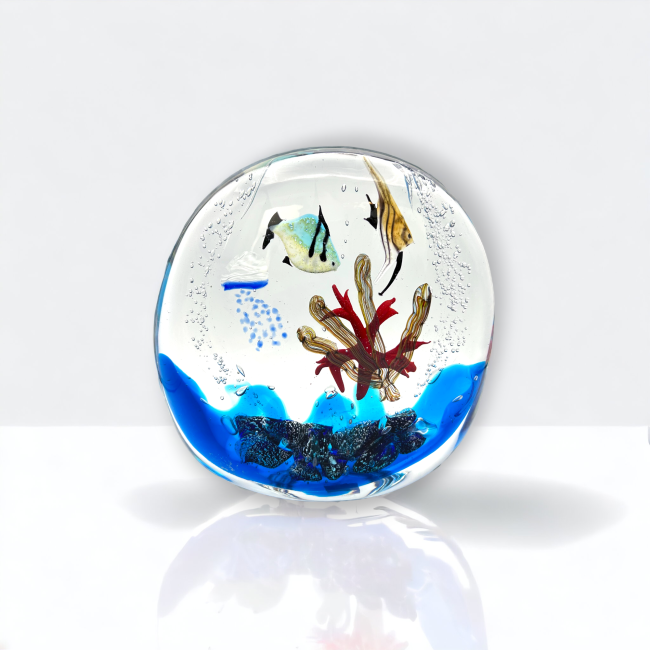 IONIO - LARGE round aquarium with tropical fish in submerged Murano glass