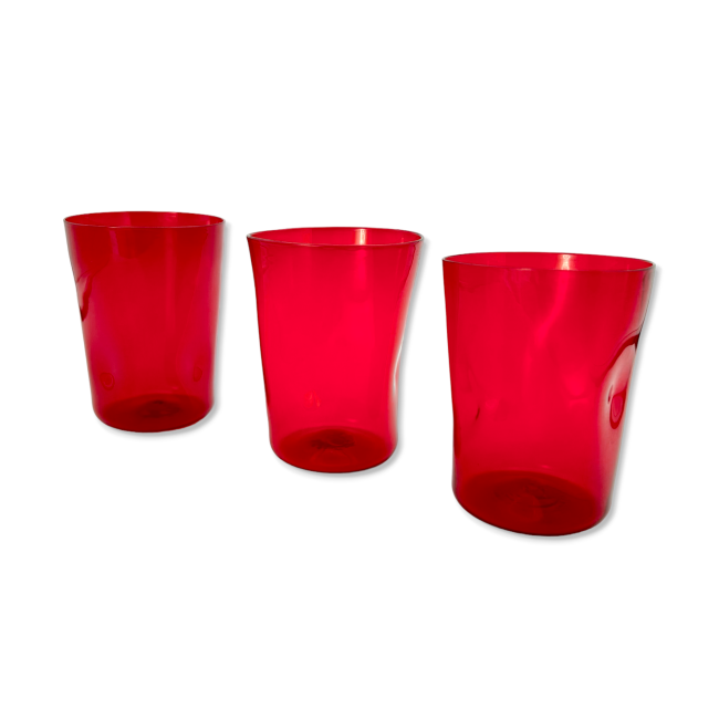 IRIS - Set of 3 Venetian Red Water Glasses