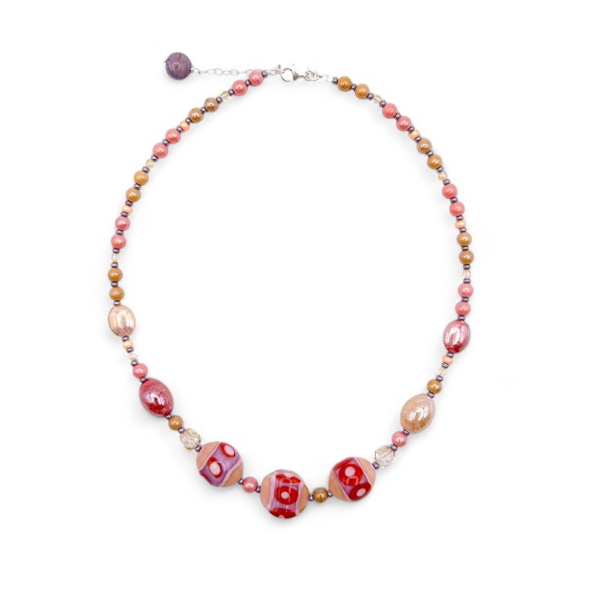 JUDIT - Spring necklace with PINK and RED pearls