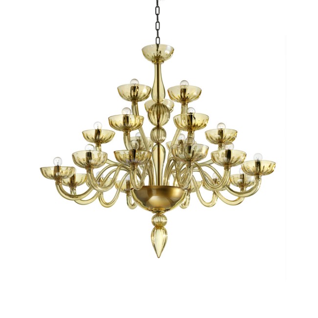 KALI - Chandelier in smooth amber glass