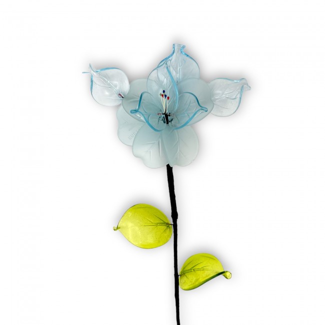 LIGHT BLUE ORCHID - Long-stemmed flower in Murano glass. Elegant gift