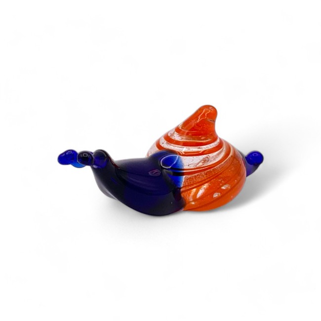 LUMI - Small snail in orange and blue Murano glass
