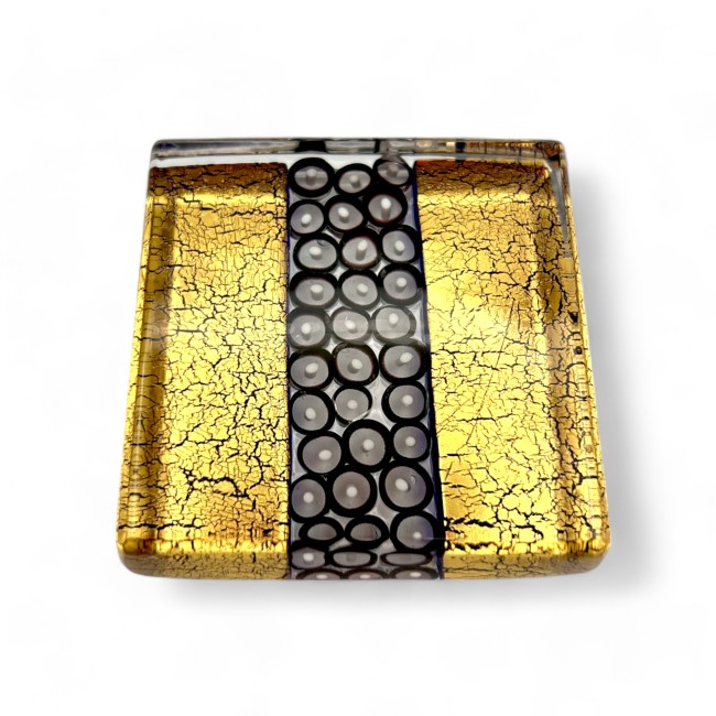 MAGELLANO - Golden paperweight decorated with Modern Murrine in Murano Glass
