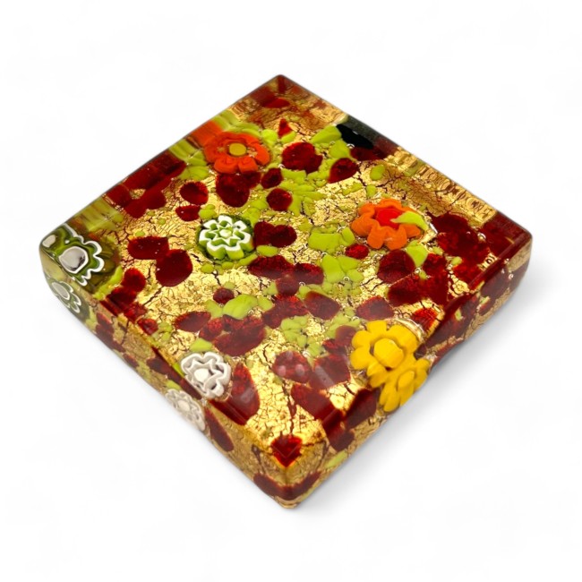 MARCO POLO - Multicolored paperweight with GOLD leaf and Murrine in Murano glass