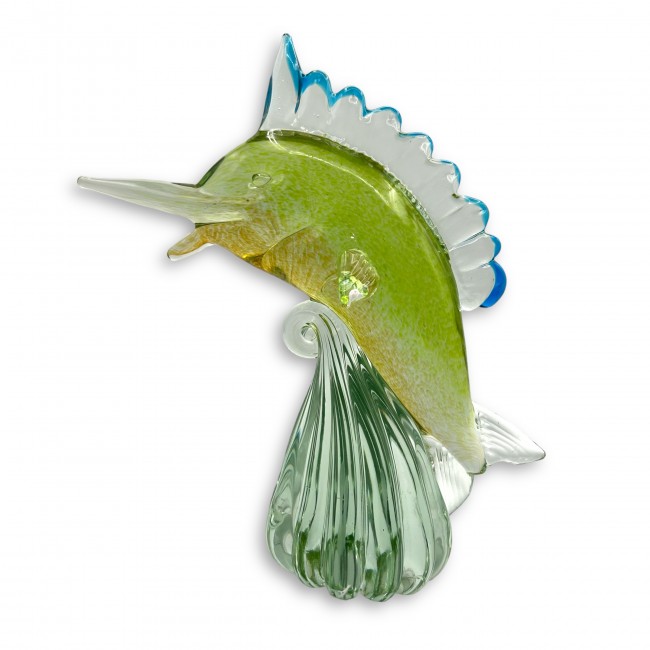MARLIN - Artistic GREEN solid glass fish in Murano glass