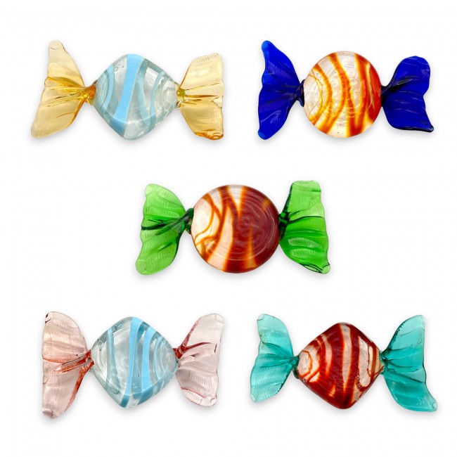 MARS - Set of 5 COLORED candies in Murano blown glass