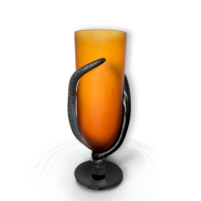 CONGO - Satin Amber design vase with Black spirals