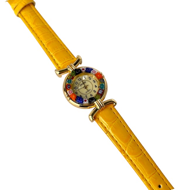 MISS - YELLOW strap watch decorated with MURRINE