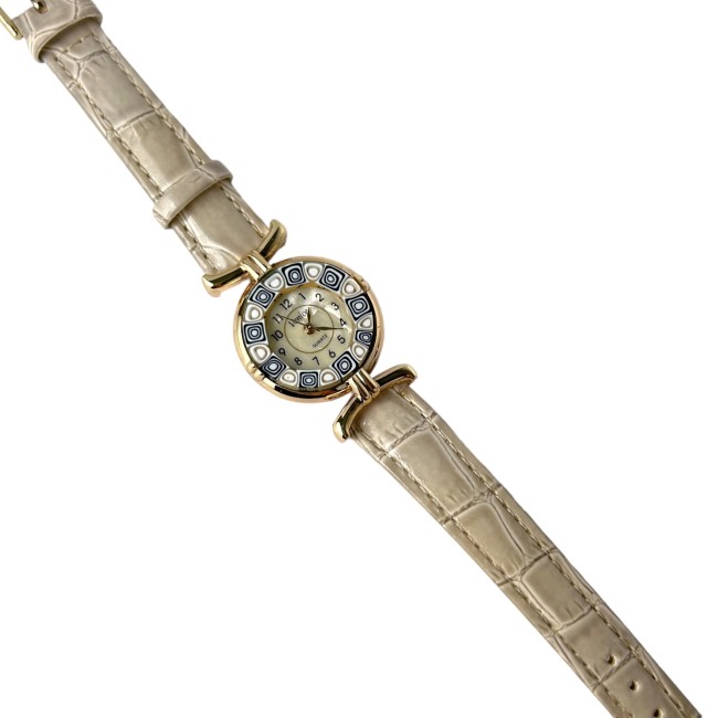 MISS - BEIGE strap watch decorated with MURRINE