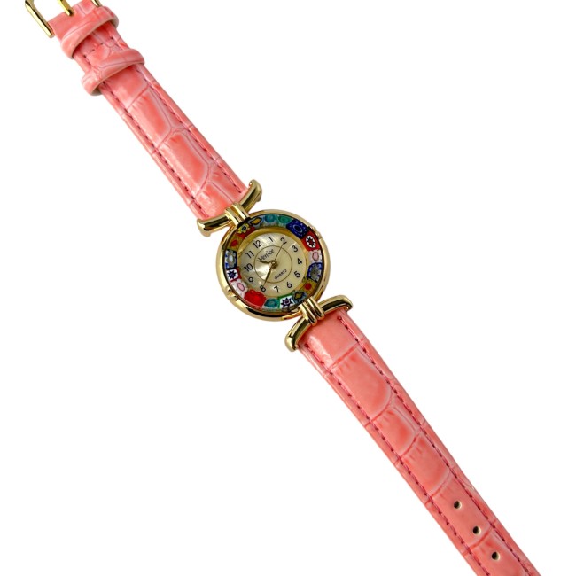 MISS - PINK strap watch decorated with MURRINE
